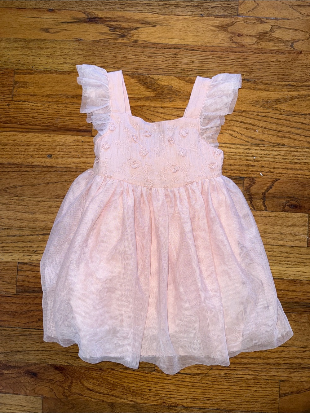 Cat & Jack Blush Pink Flutter Sleeve Embroidered Dress